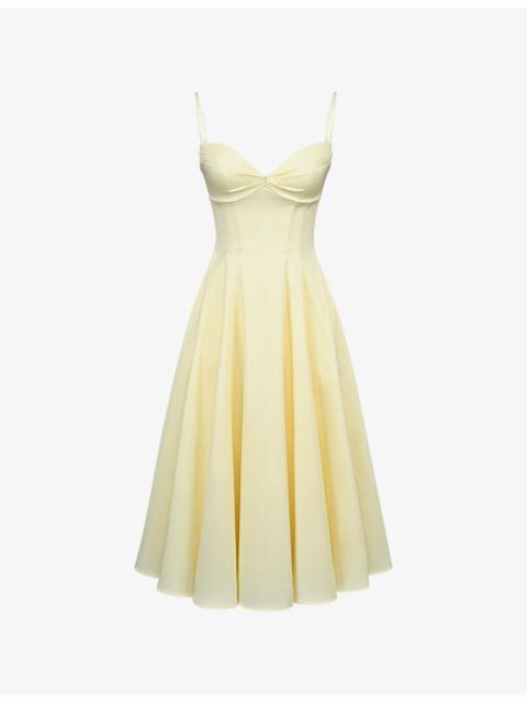 House of CB Dahlia Sweetheart-Neck Cotton Midi Dress