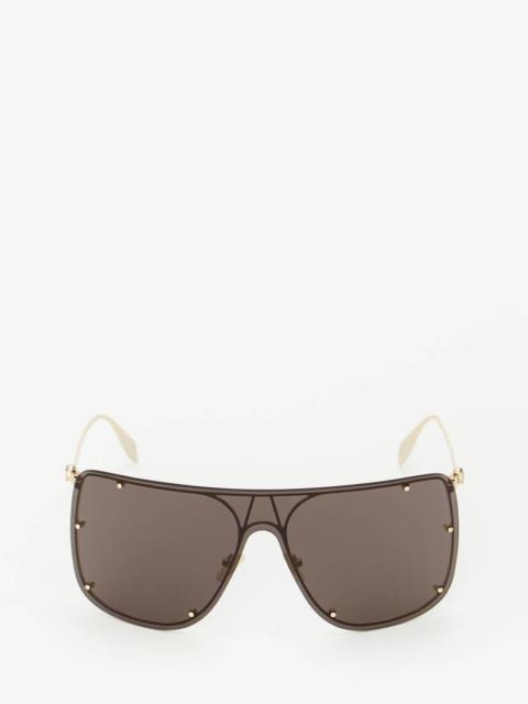Alexander McQueen Skull Mask Sunglasses in Gold/grey