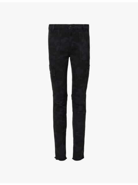 ALLSAINTS Duran Camo Raw-Hem Skinny-Leg Stretch-Denim Jeans