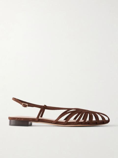 LOEFFLER RANDALL Devon moiré slingback flats Chocolate