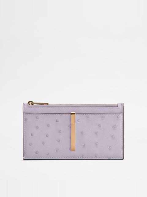 Tod's CARD HOLDER IN OSTRICH - VIOLET