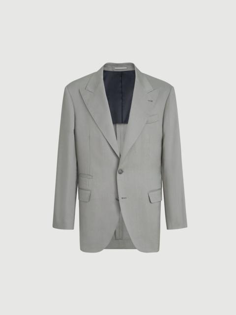 Brunello Cucinelli Tailor blazer in linen, virgin wool and mohair gabardine with peak lapels and metal buttons