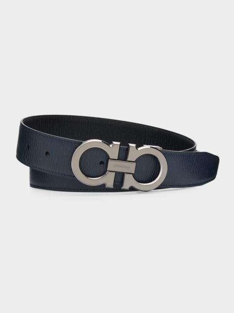 FERRAGAMO Men's Reversible Leather Gancini-Buckle Belt