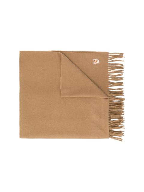 Maison Kitsuné logo-patch fringed scarf