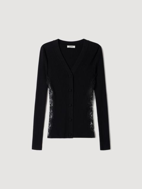 Sandro CARDIGAN WITH LACE PANEL
