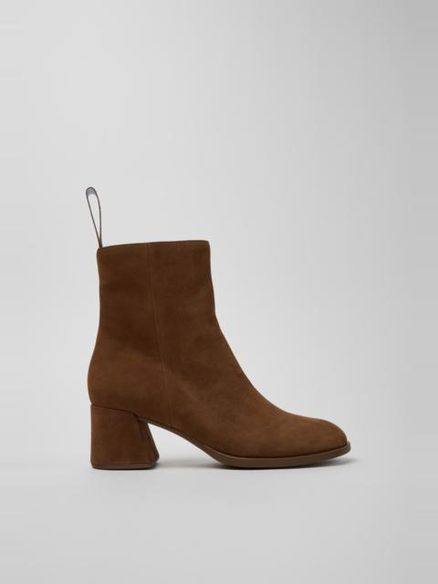 CAMPER Kora Brown Nubuck Ankle Boots for Women.