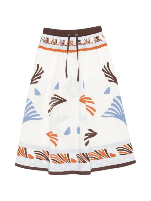 Herno drawstring patterned midi skirt