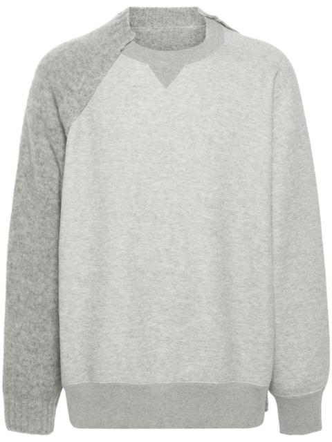 sacai knitted-panels sweatshirt