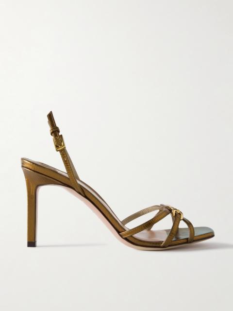 TOM FORD Embellished Lizard-effect Leather Sandals