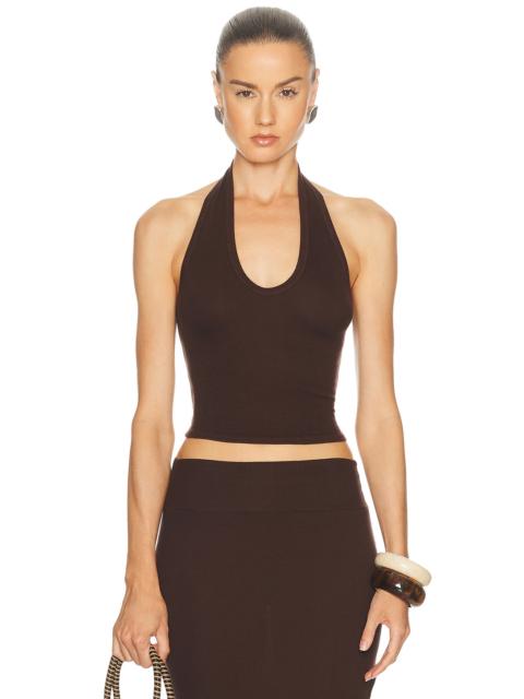 Enza Costa Silk Rib U Neck Halter Top