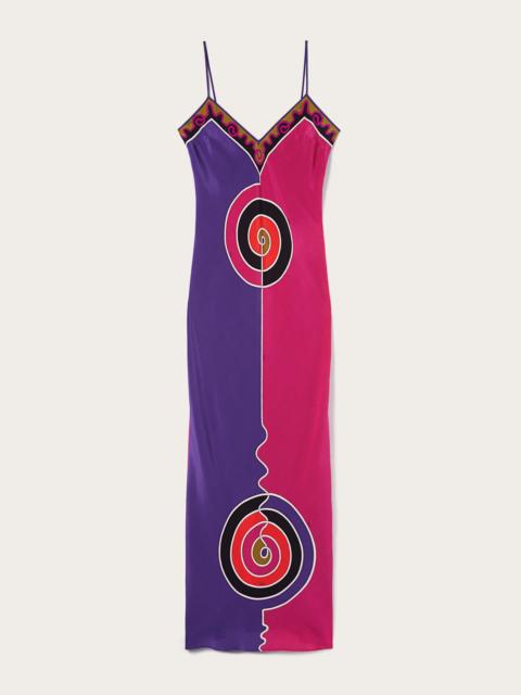 PUCCI ASTRO PRINT LONG CRÊPE DE CHINE DRESS