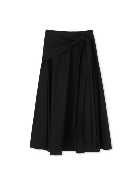 Roomy poplin long skirt with bow