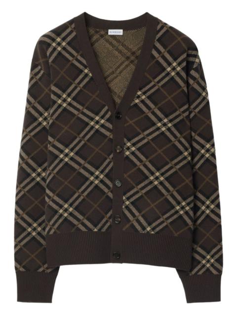 Burberry checked wool-cashmere blend cardigan
