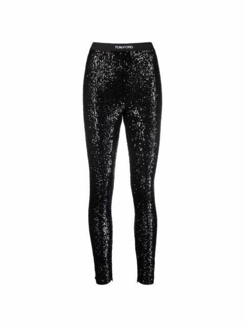 sequinned high-waist leggings