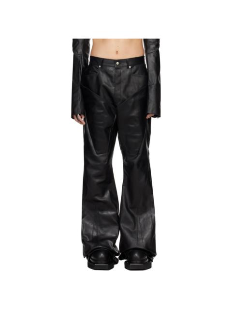 Black Slivered Leather Pants
