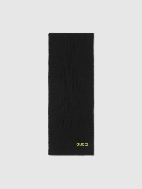 GUCCI Wool scarf with embroidery