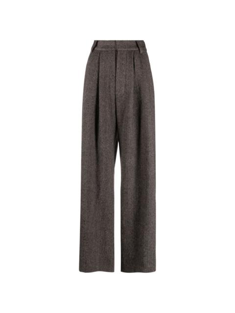 pleated wide-leg virgin wool trousers