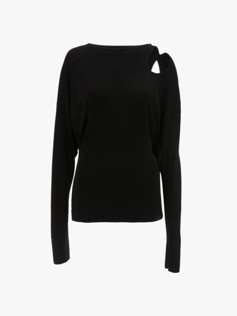 Victoria Beckham Twist Detail Jersey Top In Black