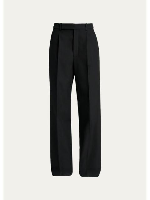 SAINT LAURENT Wool Grain De Poudre Straight-Leg Trousers