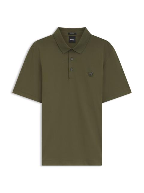 BOSS MERCERIZED-COTTON POLO SHIRT WITH DOUBLE B MONOGRAM