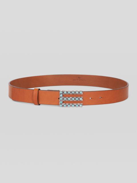 Etro LEATHER BELT WITH STUDS AND STONES