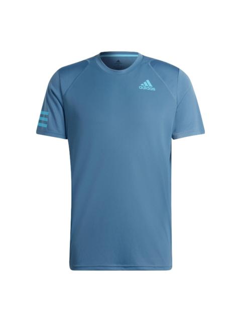 adidas Men's adidas Casual Breathable Solid Color Tennis Sports Short Sleeve Blue T-Shirt HB8033