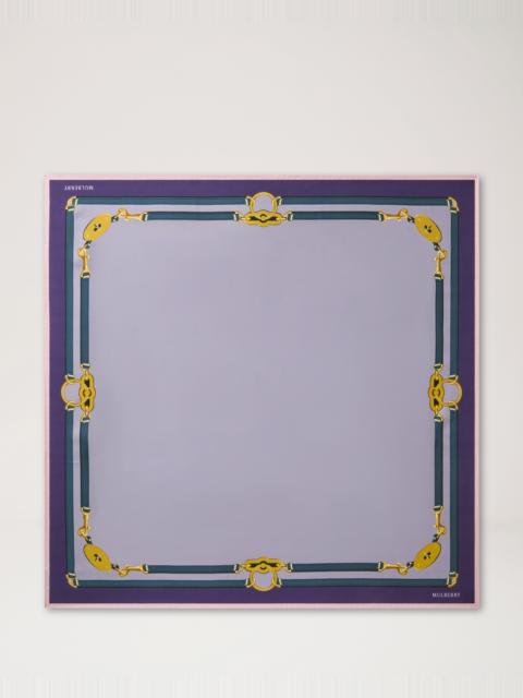Mulberry Square Scarf - Belted Border Lilac Silk Twill