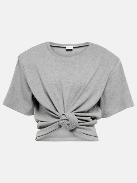 Cropped cotton-blend T-shirt