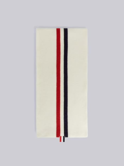 Thom Browne White Jersey Stitch Superfine Merino Wool Intarsia Stripe Scarf