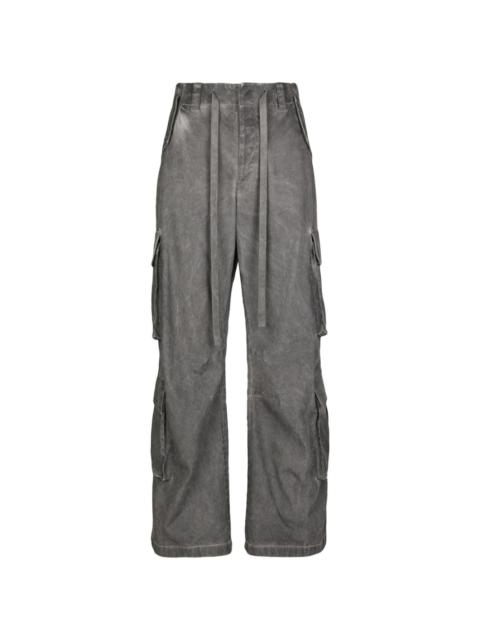 acid-wash wide-leg cargo trousers