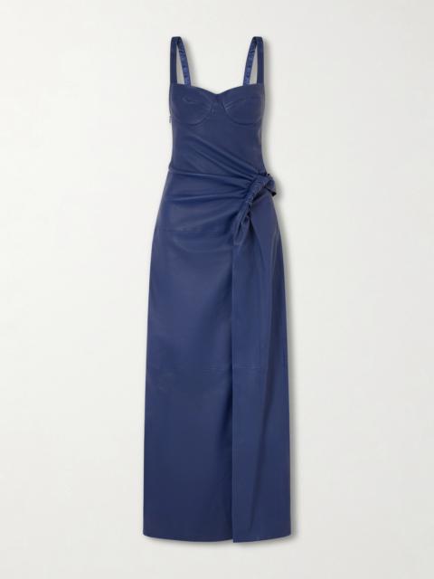 SIMKHAI Lyle Draped Leather Midi Dress