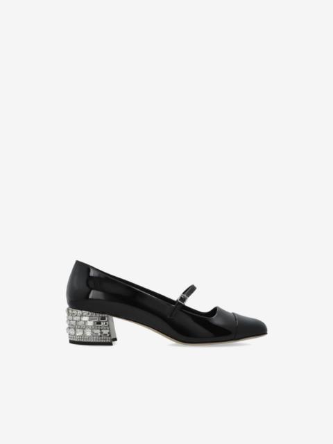 JIMMY CHOO Elisa crystal-embellished patent leather pumps