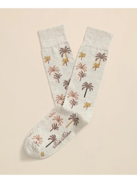 Brooks Brothers Cotton Blend Palm-Tree Motif Socks