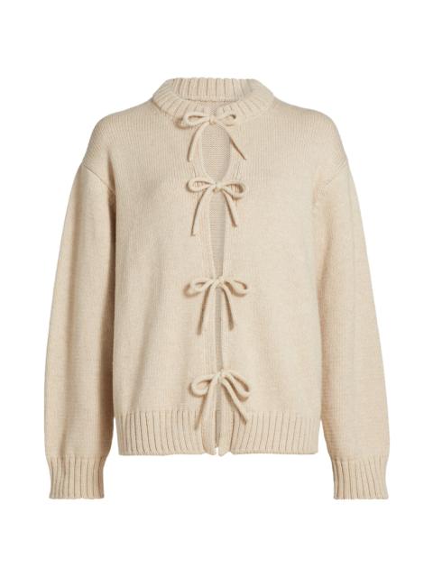 ROSETTA GETTY Women's Cotton-Alpaca Knit Tie-Front Cardigan - Beige