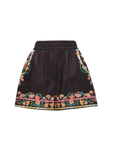 floral silhouette printed shorts