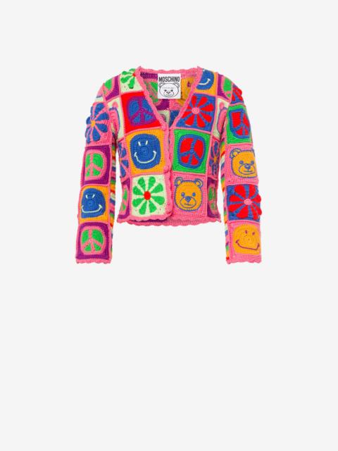 Moschino CROPPED MOSCHINO SYMBOLS CARDIGAN
