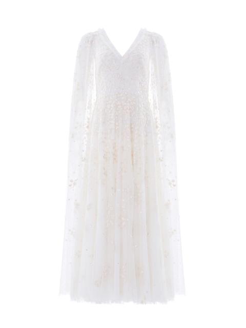 Needle & Thread Versailles Ditsy V-Neck Cape Sleeve Ankle Gown