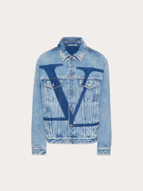 Valentino DENIM JACKET WITH VLOGO SIGNATURE PRINT