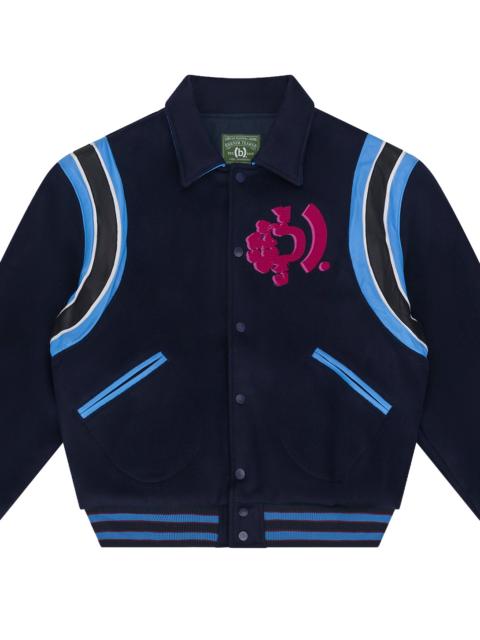 DENIM TEARS Bstroy Tears Logo Varsity Jacket "Navy" DT963