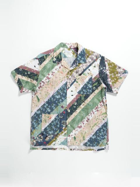 Camp Shirt - Navy Cotton Diagonal Print
