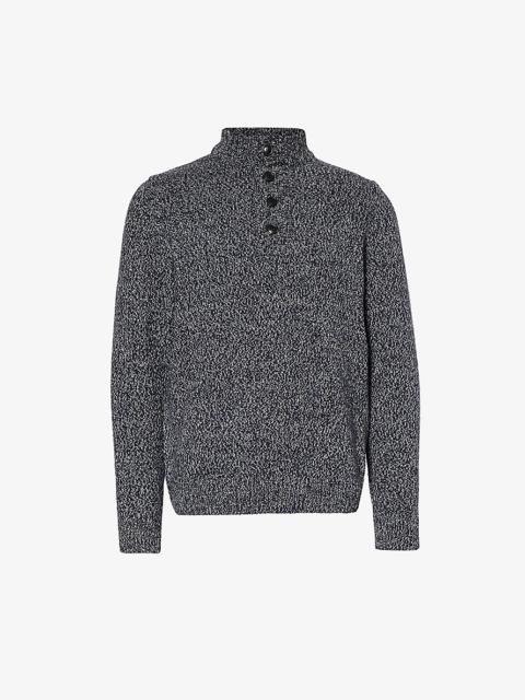 Button-fastened regular-fit cotton and wool-blend jumper