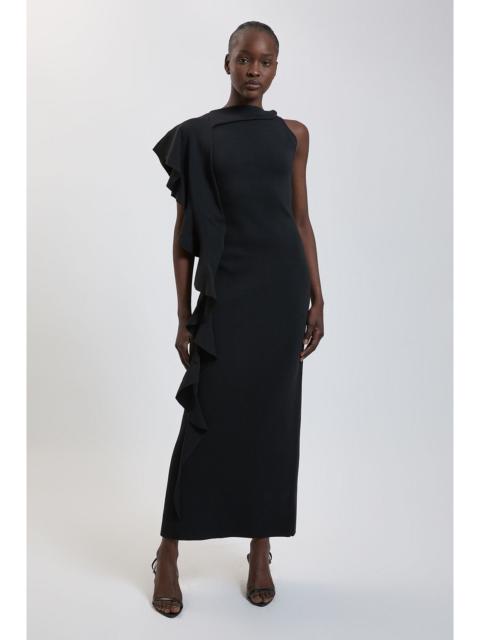 KAREN MILLEN Knitted Milano Ruffle Drama Detail Midi Dress