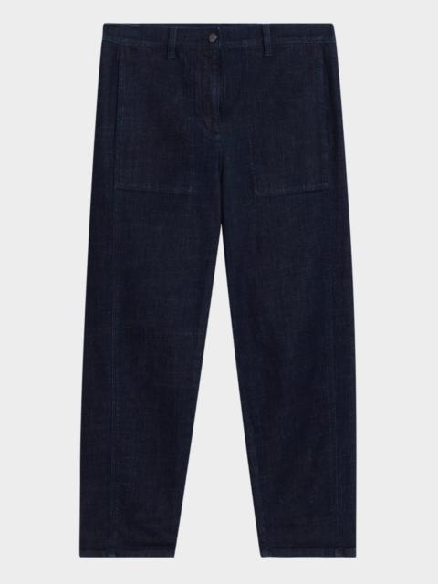EILEEN FISHER Cropped Stretch Denim Boyfriend Lantern Pants