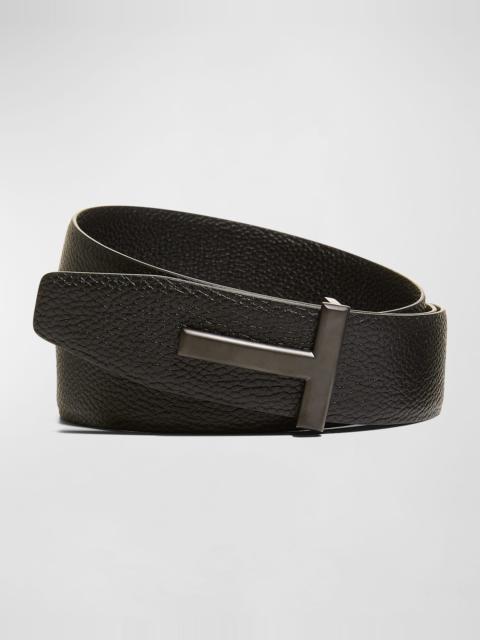 TOM FORD Men's Reversible T-Buckle Leather Belt, 40mm