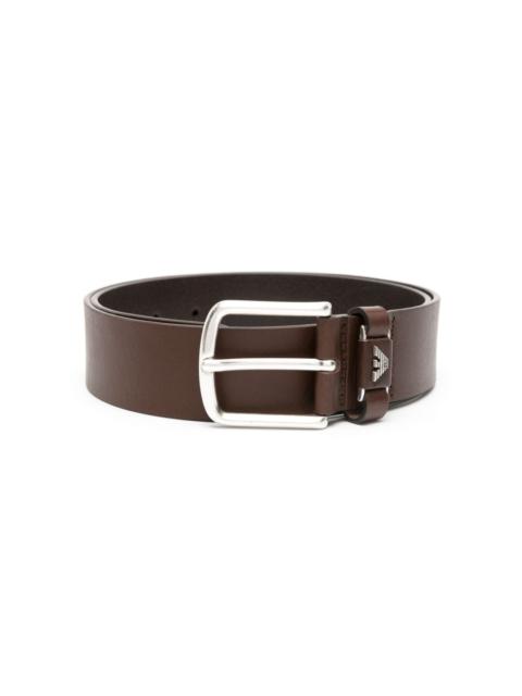 logo-plaque leather belt