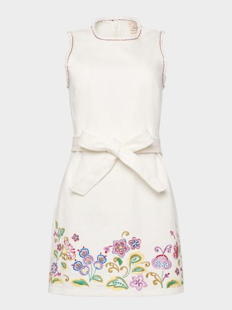 Cinq à Sept Embroidered Jardin Boheme Denim Mini Dress