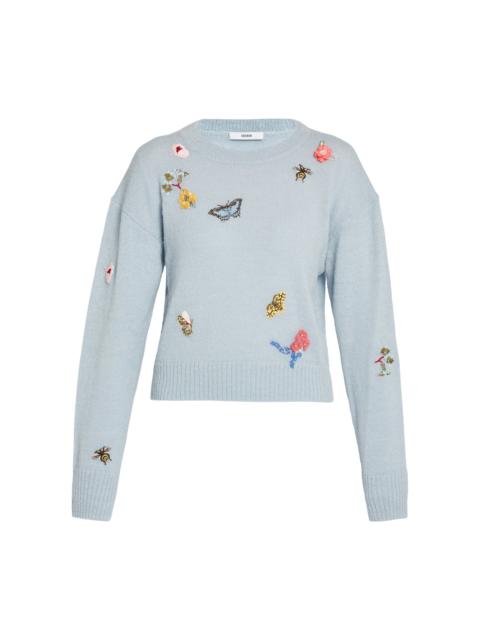 Erdem Embellished Alpaca-Blend Sweater light blue