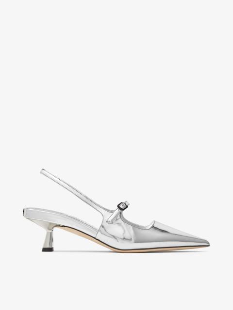 JIMMY CHOO Didi 45
Silver Liquid Metal Leather Pointed Pumps