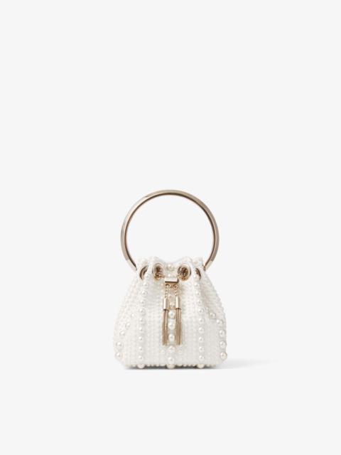 Micro Bon Bon
Ivory Satin Mini Bag with All-Over Pearls