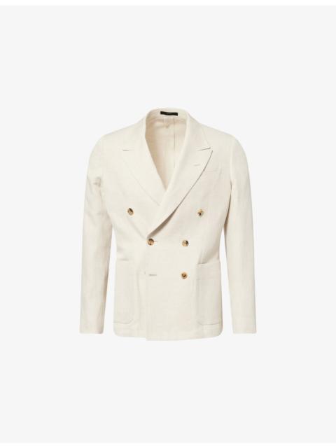 Paul Smith Double-Breasted Peak-Lapels Cotton And Linen-Blend Blazer